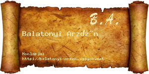 Balatonyi Arzén névjegykártya